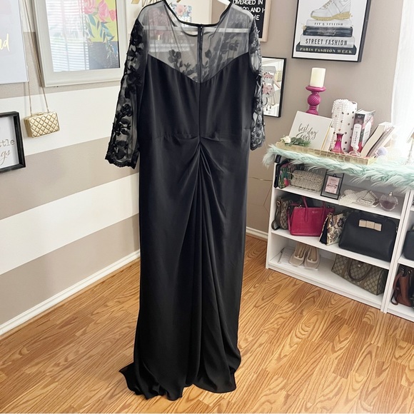 TS Couture black floral mesh long formal mother of the bride dress - Picture 7 of 11